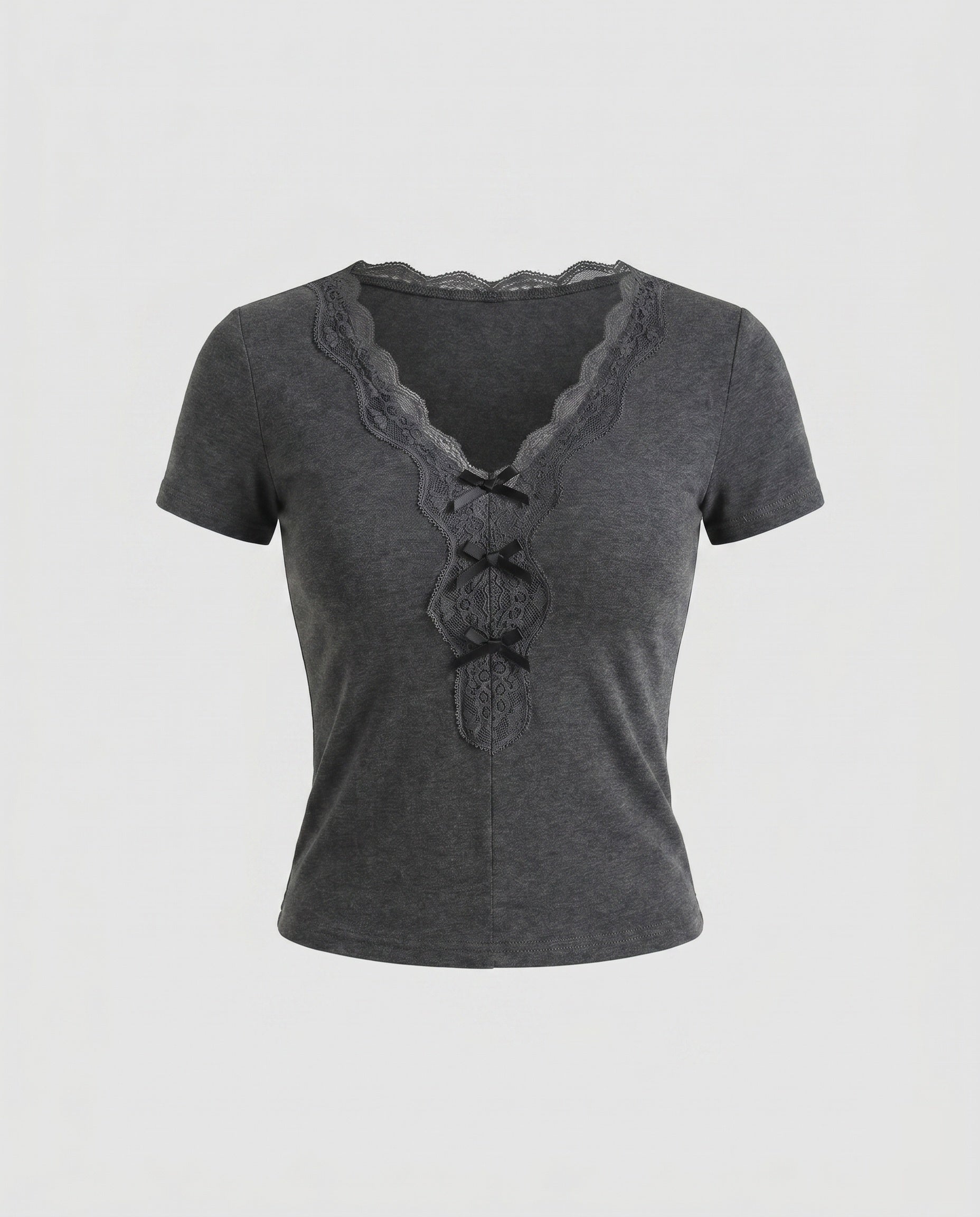 Women's Shirt with Lace Trim and Buttoned Neckline