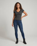 Women's Shirt with Lace Trim and Button Placket - Front View