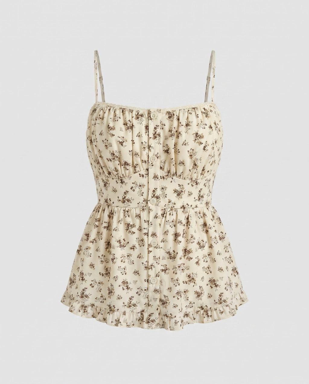 Women's Summer Blouse Top with Floral Patterns and Ruffles