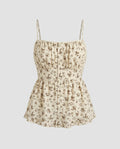 Women's Summer Blouse Top with Floral Patterns and Ruffles