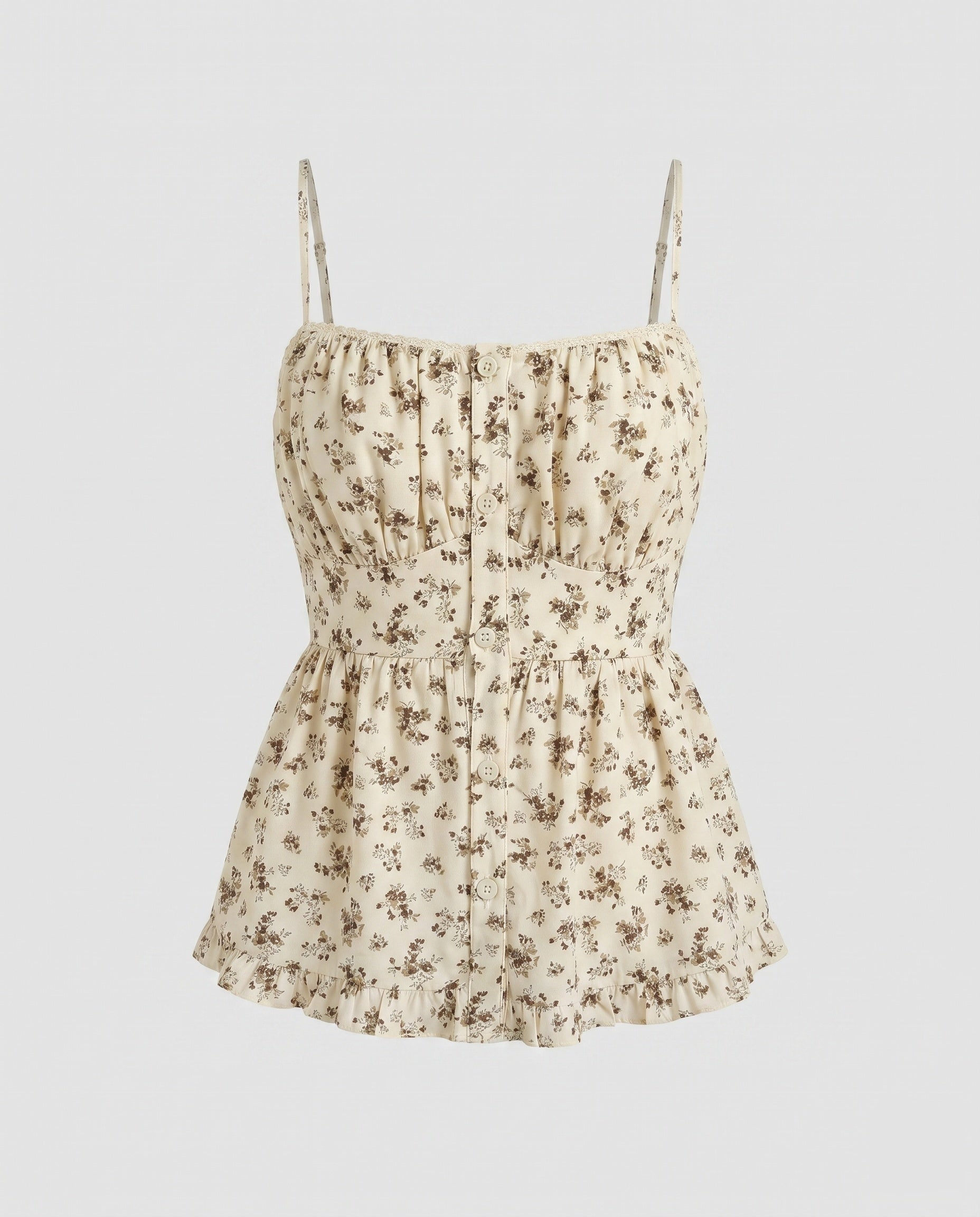 Women's Summer Blouse Top with Floral Patterns and Ruffles