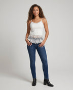 Women's Spaghetti Top with Elegant Lace Finish - Front View