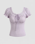 Women's Lace Blouse with Romantic Ruffle Details