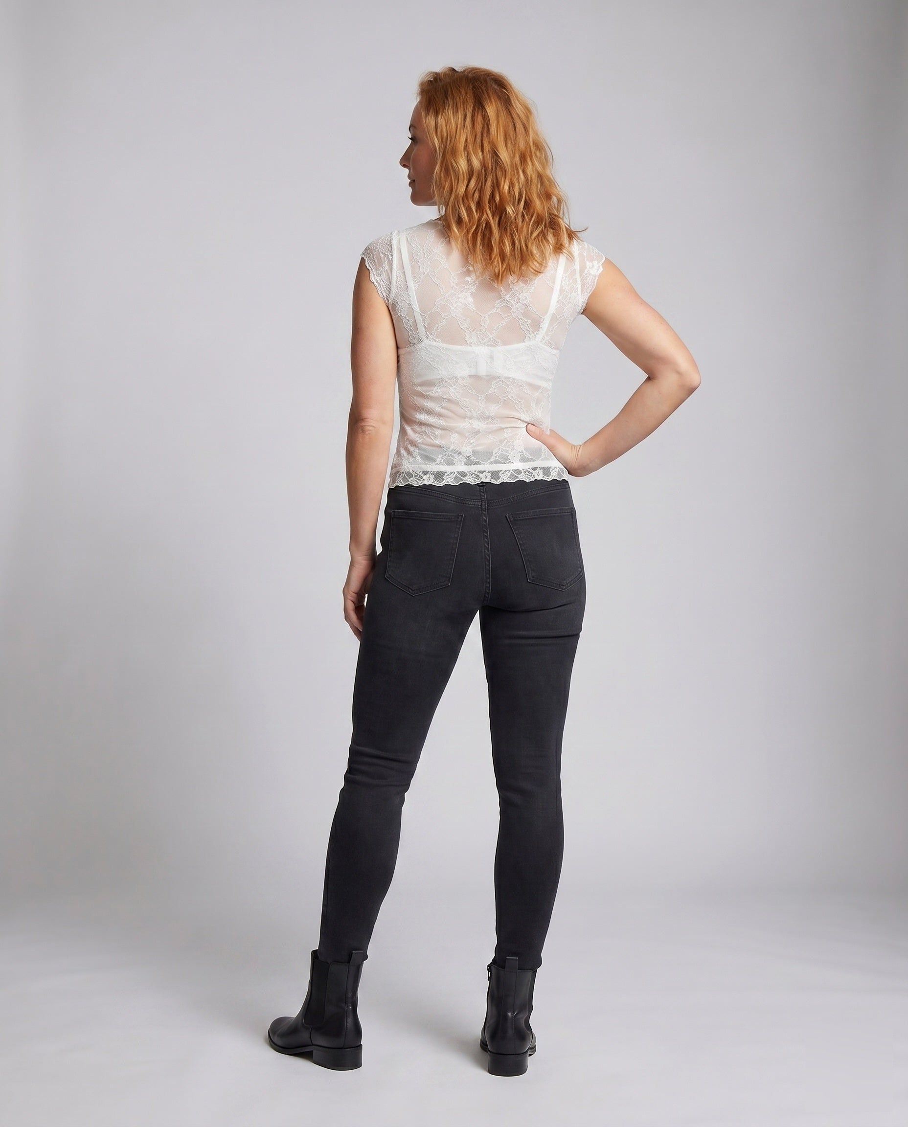 Women's Lace Top with Decorative Lacing - Back View