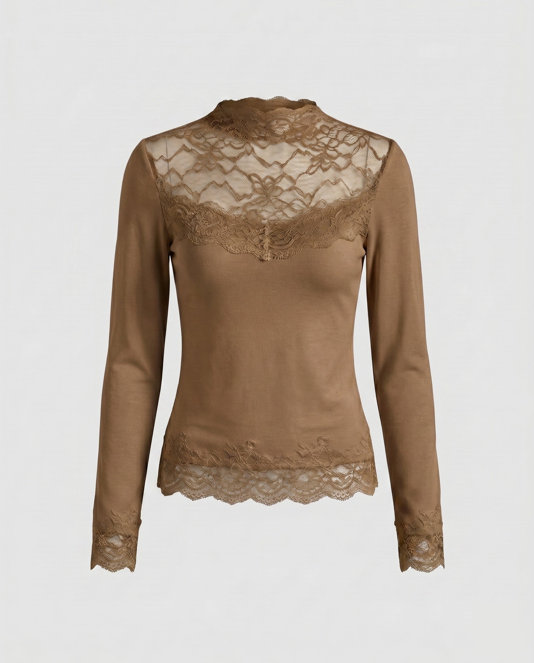 Women's Lace Top with Elegant Long Sleeve Design