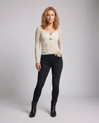 Women's Lace Top with Creative Draping Design - Front View
