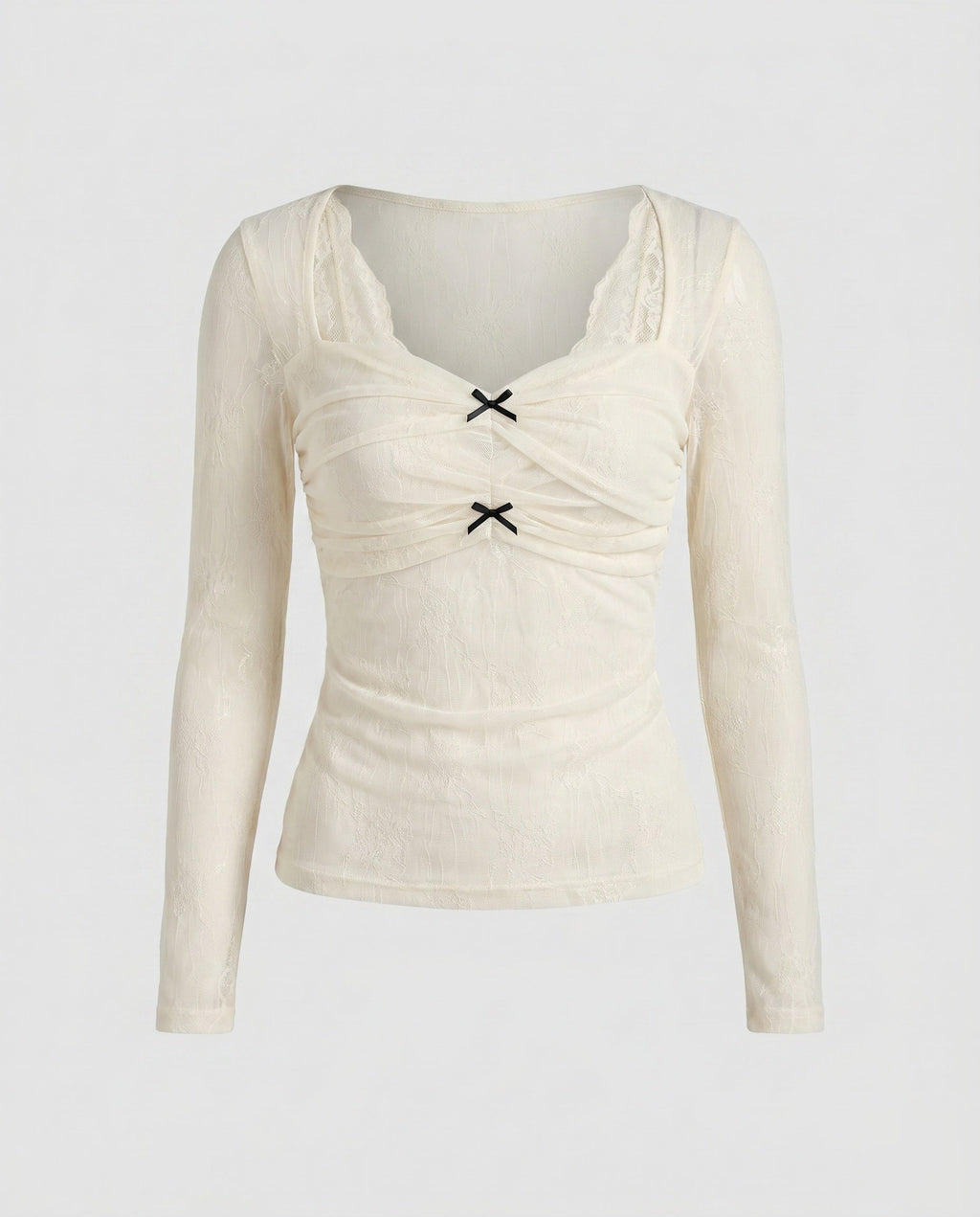 Women's Lace Top with Creative Draping Design