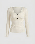 Women's Lace Top with Creative Draping Design