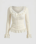 Women's Lace Top with Delicate Ruffle Details