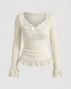 Women's Lace Top with Delicate Ruffle Details
