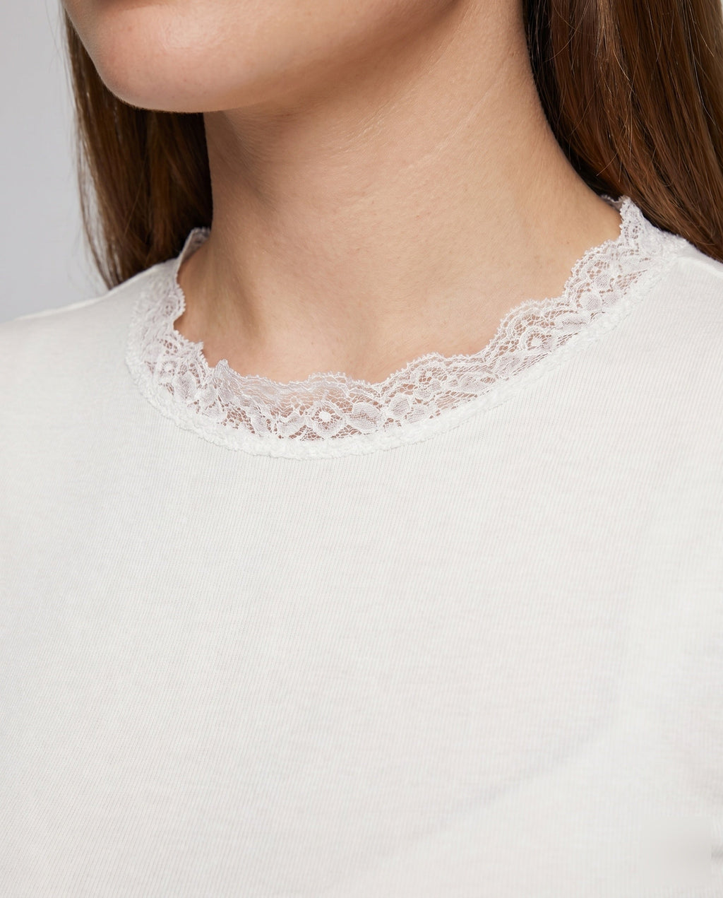 Women's T-Shirt and Skirt Set with Sophisticated Ruffle Details - Close-Up Detail
