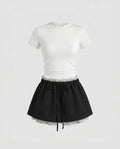 Women's T-Shirt and Skirt Set with Sophisticated Ruffle Details