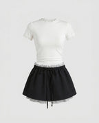 Women's T-Shirt and Skirt Set with Sophisticated Ruffle Details