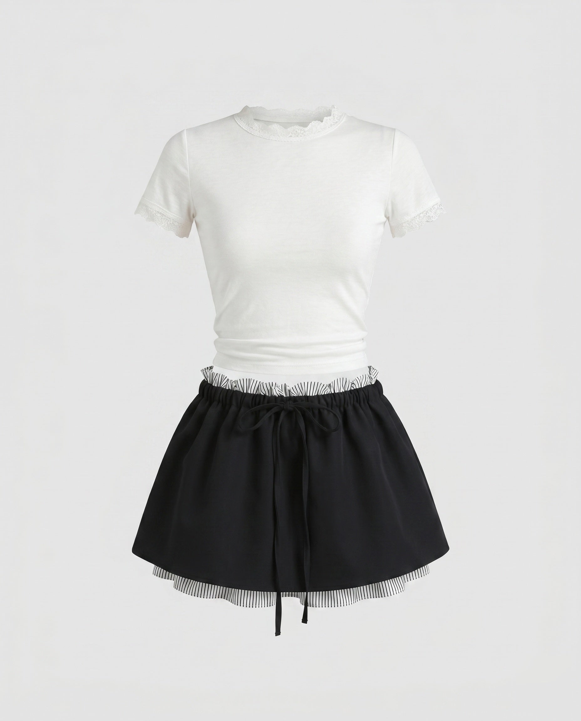 Women's T-Shirt and Skirt Set with Sophisticated Ruffle Details