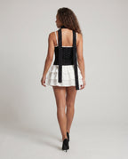 Women's Playful Top with Flowing Skirt Part and Tie - Back View