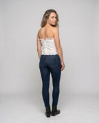 Women's Wrap Top with Playful Ruffle Design and Delicate Lace Accents - Back View