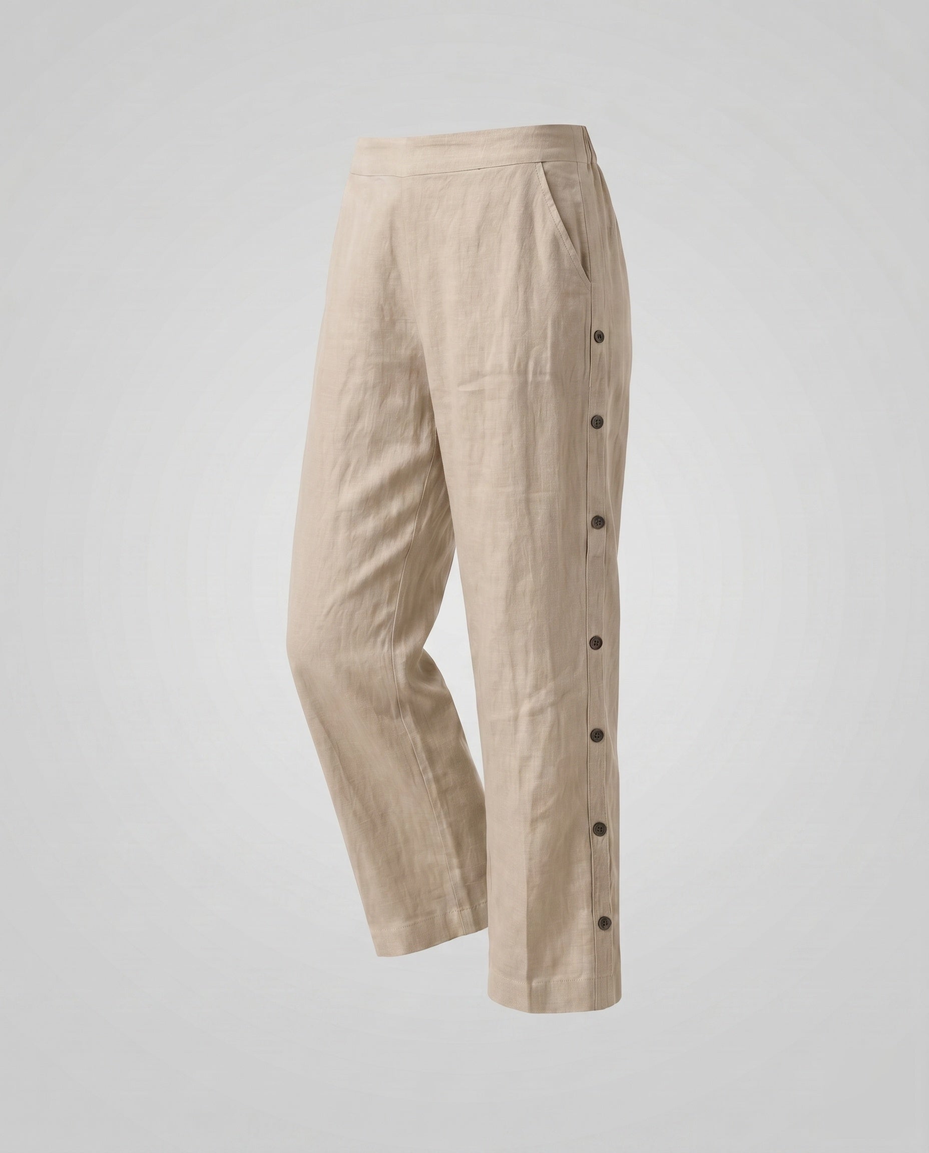 Women's Comfortable Summer Pants with Side Button Details