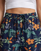 Women's Casual and Comfortable Hippie Pants with Floral Print - Close-Up Detail