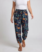 Women's Casual and Comfortable Hippie Pants with Floral Print - Lower Body View