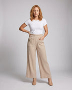 Women's Fashionable Wide Harem Pants with Elastic Waistband - Front View