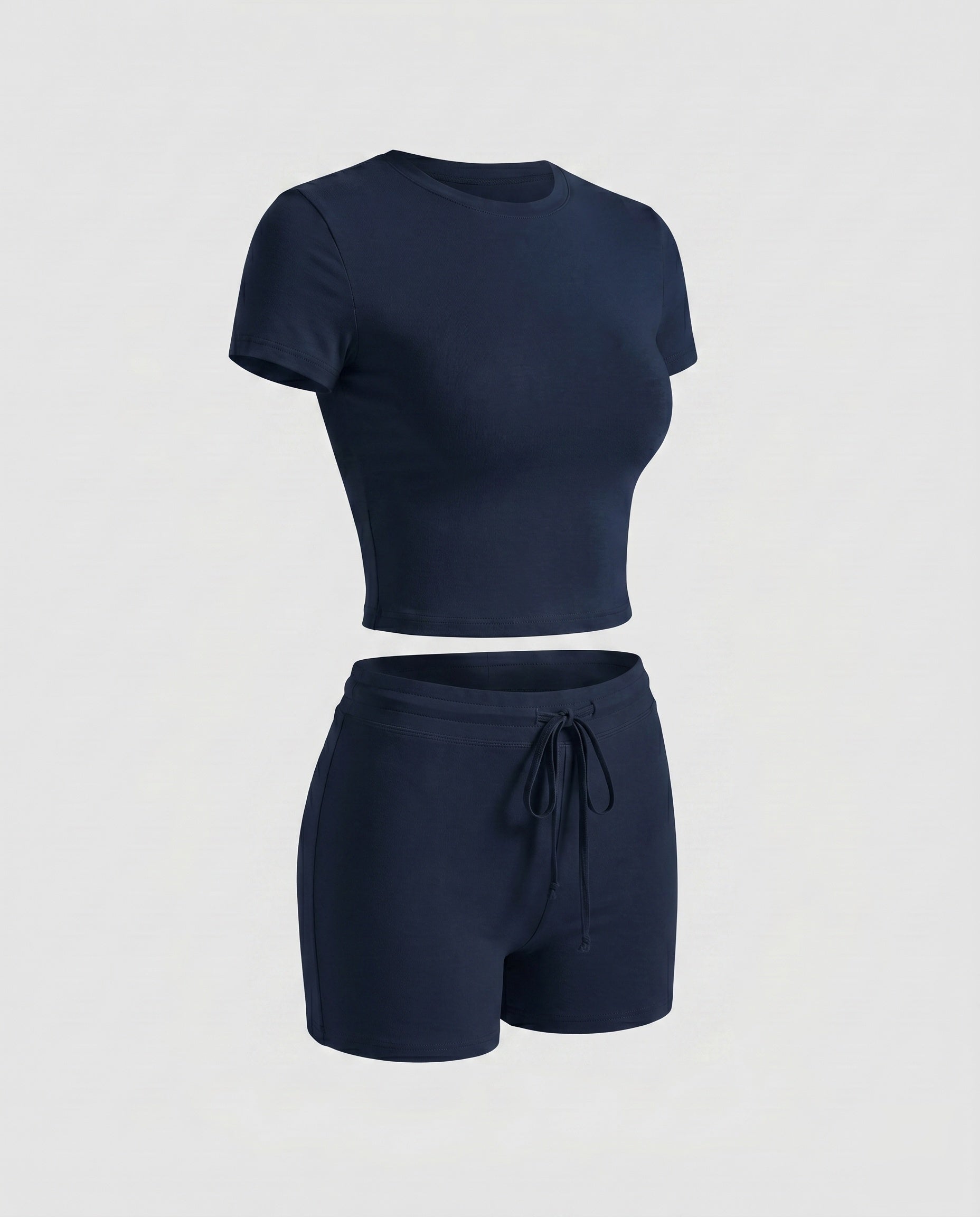 Women's Sporty Short-Sleeve Set made of Soft Cotton Blend Fabric