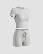 Women's Sporty Short-Sleeve Set made of Soft Cotton Blend Fabric