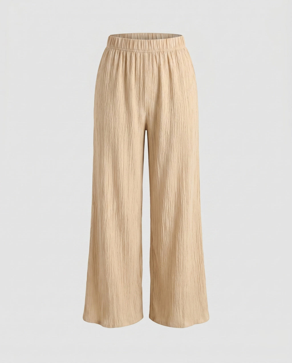 Women's Wide Pleated Trousers with Elastic Waistband, Striped Design