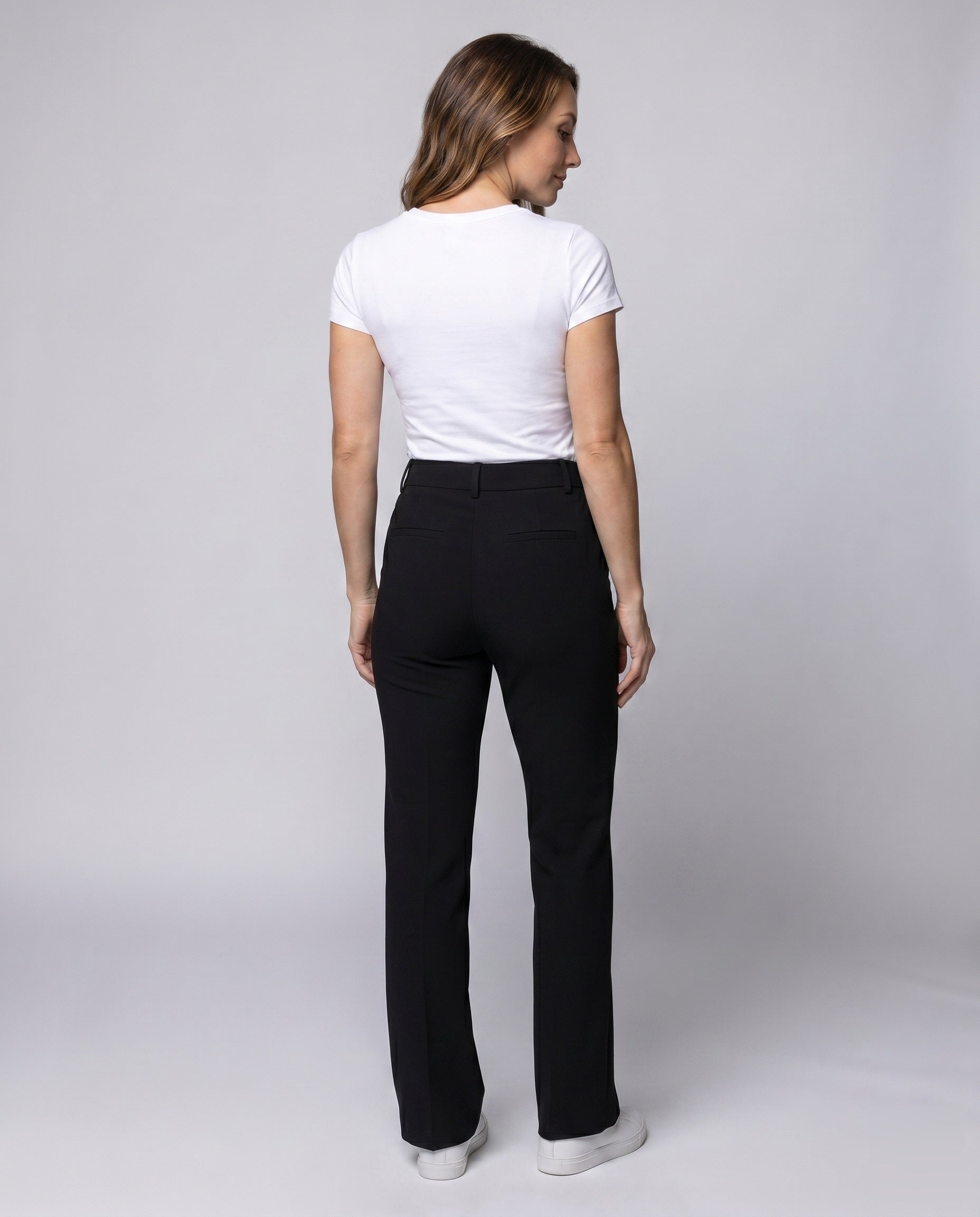 Women's Elegant Culotte Pants with Side Slits - Back View