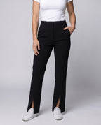 Women's Elegant Culotte Pants with Side Slits - Lower Body View