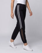 Women's Sporty Leisure Pants with Mesh Panels - Lower Body View