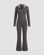 Women's Sporty Leisure Outfit with Wide Leg Adjustment Design
