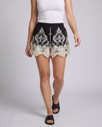 Women's Short Pants with Lace Detail - Lower Body View