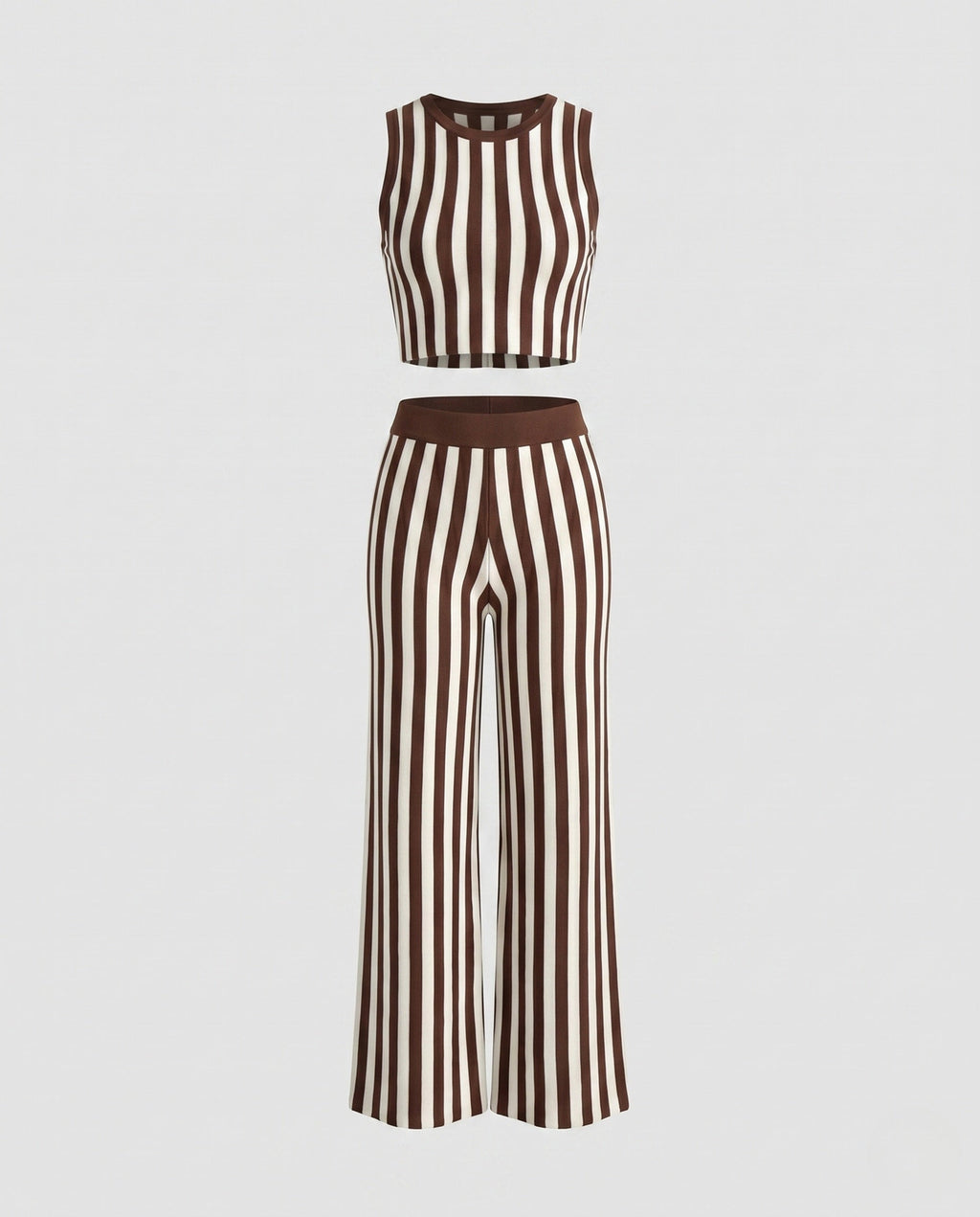 Women's Casual Two-Piece Set with Stripe Pattern