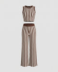 Women's Casual Two-Piece Set with Stripe Pattern