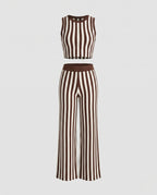 Women's Casual Two-Piece Set with Stripe Pattern
