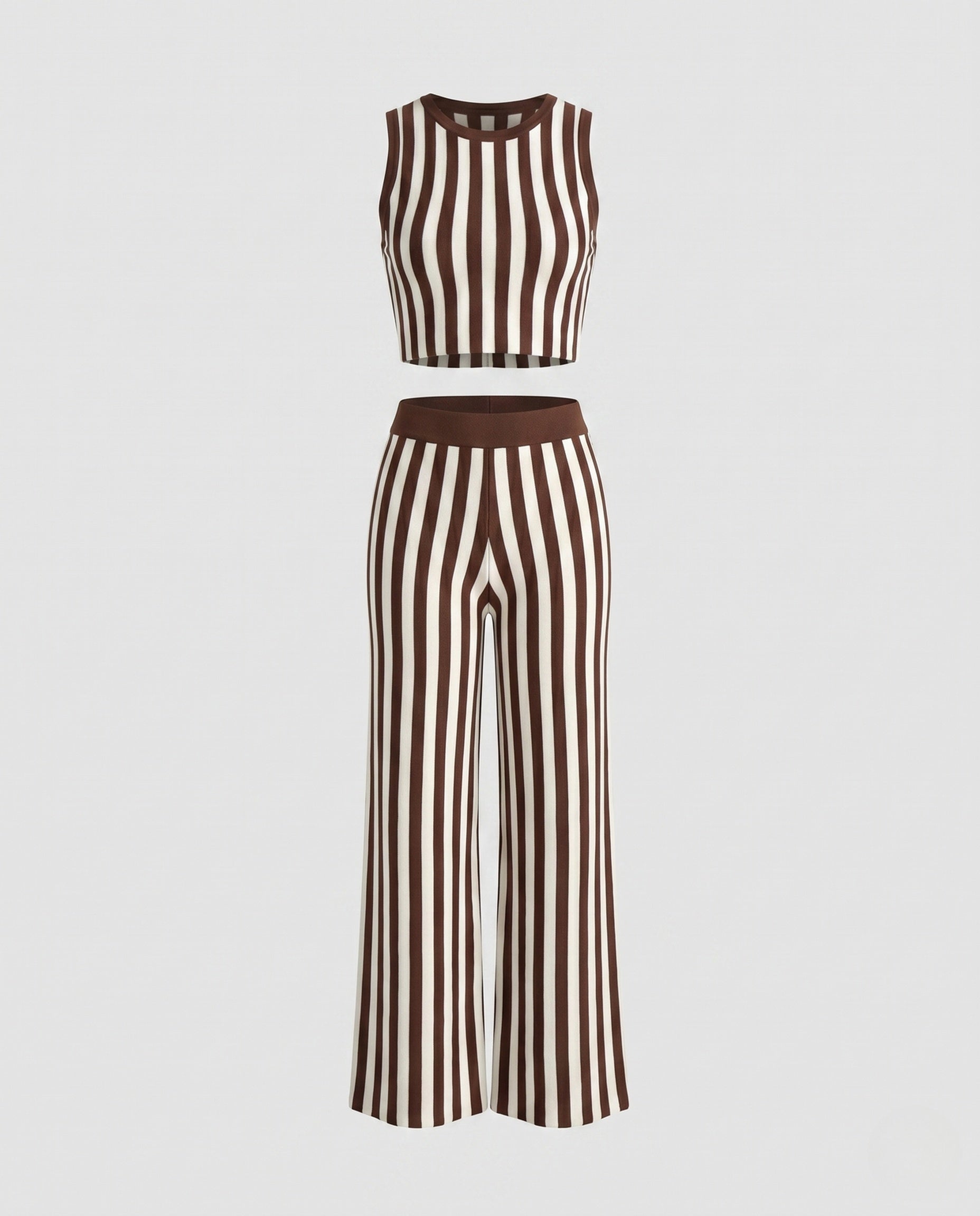 Women's Casual Two-Piece Set with Stripe Pattern