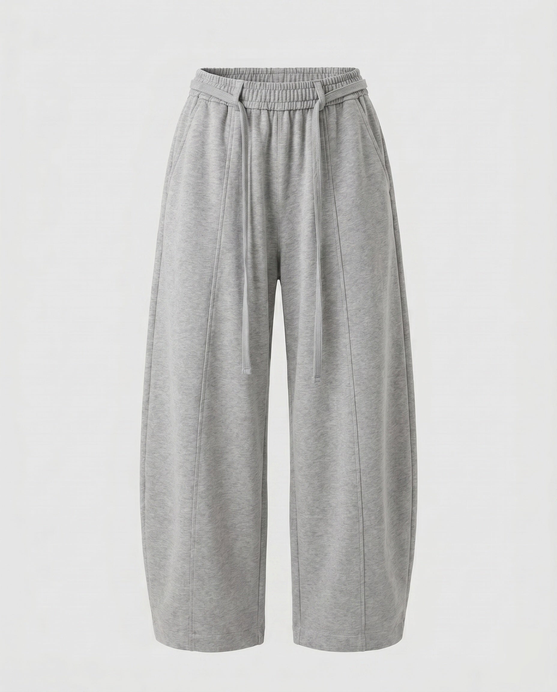 Women's Culotte Sweatpants with High Ribbed Waistband, Drawstring