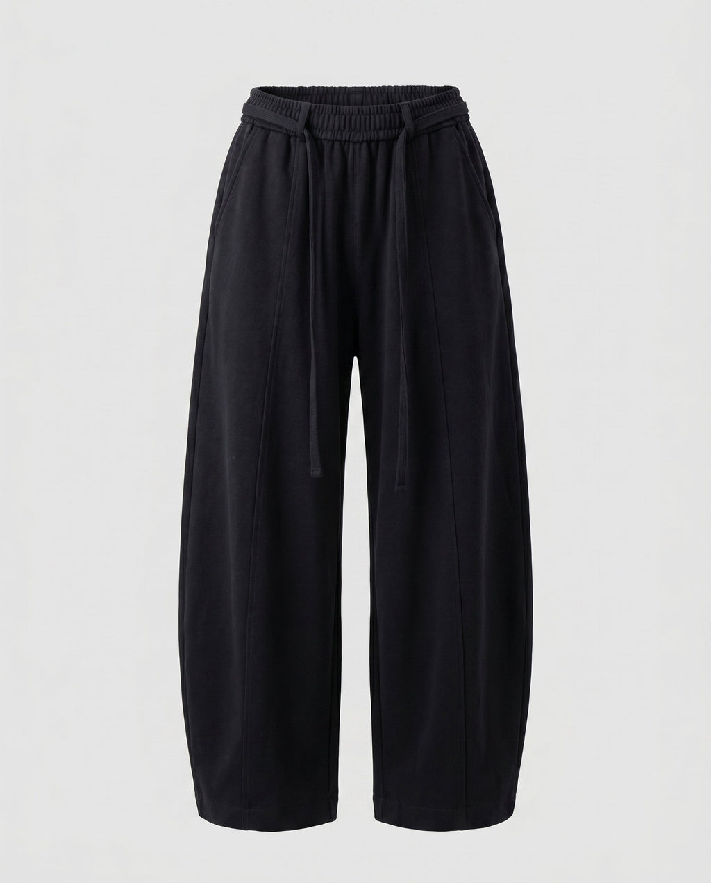 Women's Culotte Sweatpants with High Ribbed Waistband, Drawstring