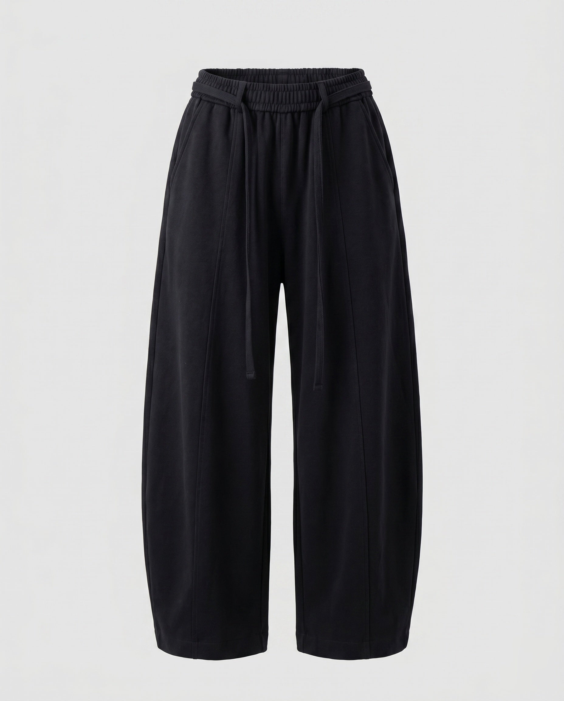 Women's Culotte Sweatpants with High Ribbed Waistband, Drawstring