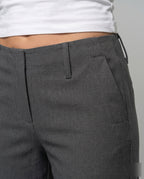 Women's Elegant Palazzo Pants with Curved Waistband, Belt Loops - Close-Up Detail
