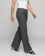 Women's Elegant Palazzo Pants with Curved Waistband, Belt Loops - Lower Body View