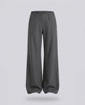 Women's Elegant Palazzo Pants with Curved Waistband, Belt Loops