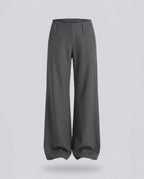 Women's Elegant Palazzo Pants with Curved Waistband, Belt Loops