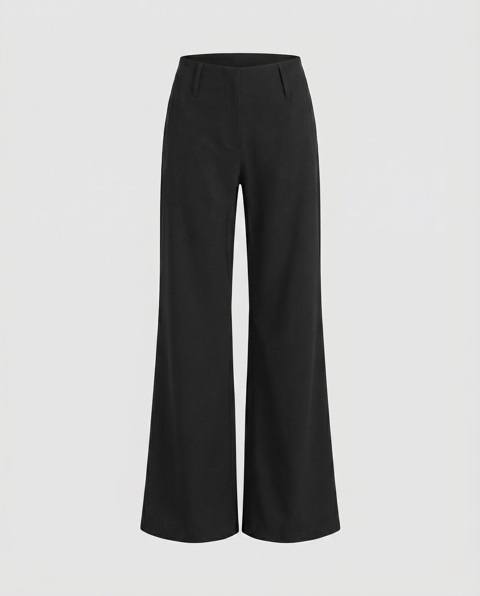 Women's Elegant Palazzo Pants with Curved Waistband, Belt Loops