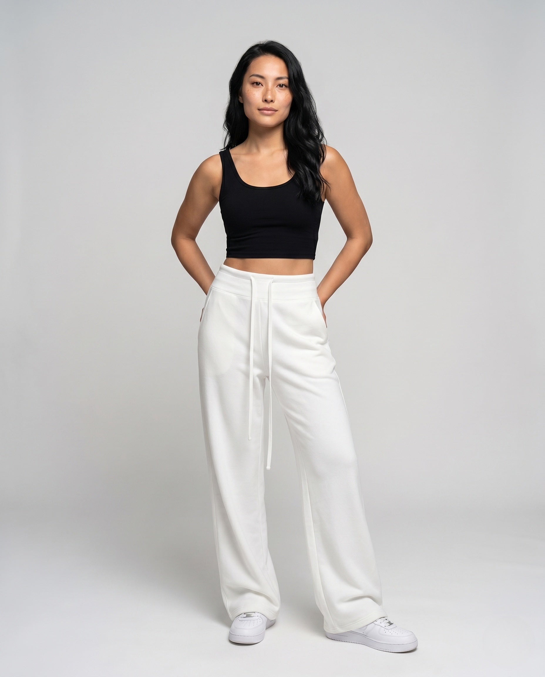 Women's Cropped Shirt with Square Neckline - Front View