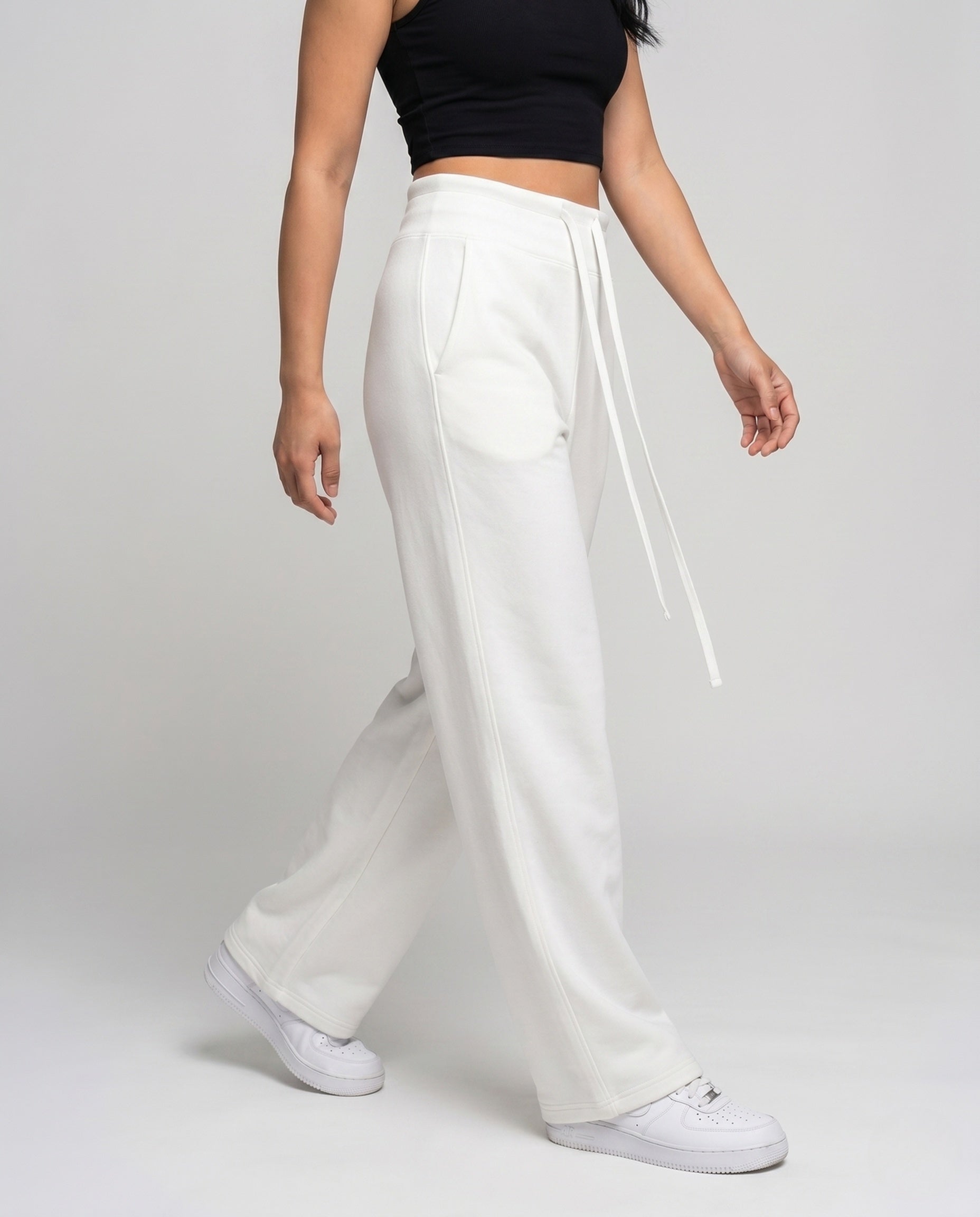 Women's Cropped Shirt with Square Neckline - Lower Body View