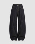 Women's High-Cut Extra Wide Jeans Pants with Striking Decorative Seams