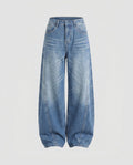 Women's High-Cut Ultra-Wide Balloon-Cut Jeans with Visible Seam Panels