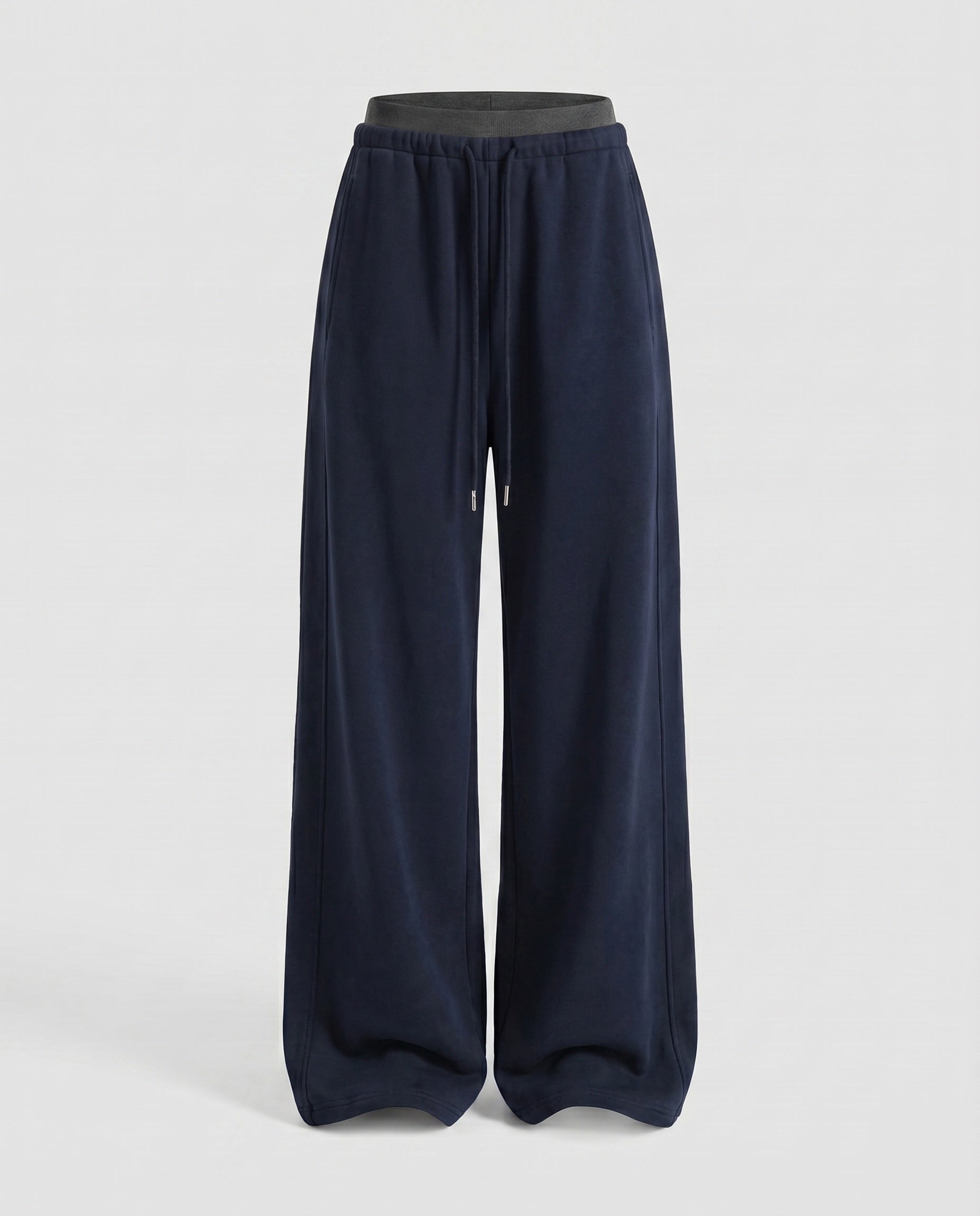 Women's High-Waisted Wide Jogging Pants with Drawstring Front Seam