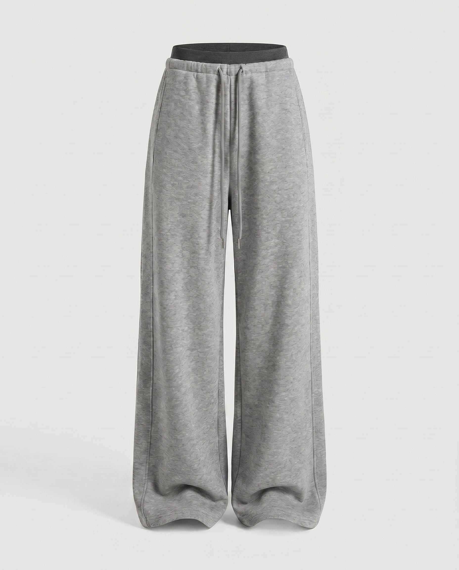 Women's High-Waisted Wide Jogging Pants with Drawstring Front Seam
